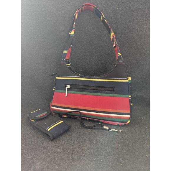 Colorful Striped Shoulder Bag And Old Cell Phone Case Vintage Y2k 90's - Picture 1 of 11